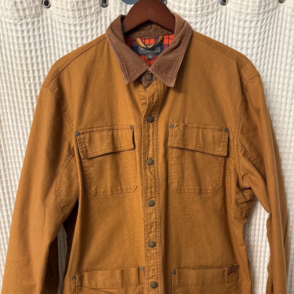 L.L. Bean Men's Signature Lined Canvas Shirt Jacket Tan